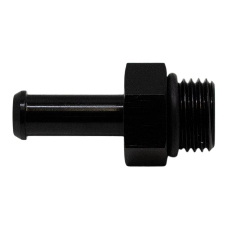 DeatschWerks 6AN ORB Male to 5/16in Male Barb Fitting (Incl O-Ring) - Anodized Matte Black(6-02-0505-B)