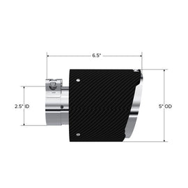 MBRP Exhaust Tip. 5in. OD Out. 2.5in. ID. 6.5in Length. Dual Wall. CF T304 (T5190CF)