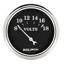 Load image into Gallery viewer, AutoMeter 2 1/16in 18V Electric Old Tyme Black Voltmeter (1791)