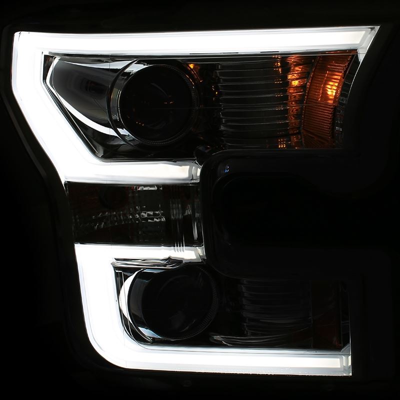 ANZO USA 2015-2016 Ford F-150 Projector Headlights w/ Plank Style Switchback Chrome w/ Amber (111358)