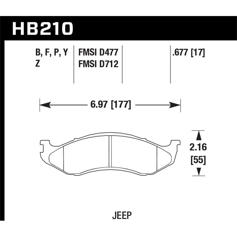 Hawk Performance Performance Ceramic Brake Pads (HB210Z.677)