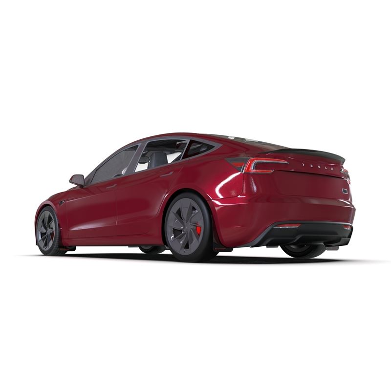 Rally Armor Highland Black UR Mud Flap Red Logo for 2024 Tesla Model 3 (MF122-UR-BLK-RD)