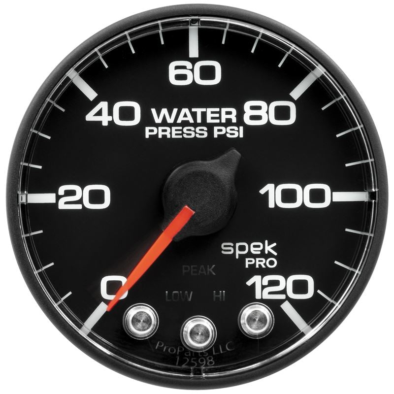 AutoMeter Spek-Pro Gauge Water Press 2 1/16in 120psi Stepper Motor W/ Peak and Warn (P349328)