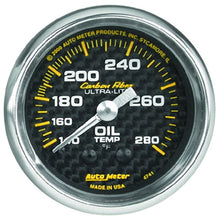 Load image into Gallery viewer, AutoMeter Carbon Fiber 52mm 140-280 Deg F Mechanical Oil Temp Gauge (4741)