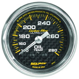 AutoMeter Carbon Fiber 52mm 140-280 Deg F Mechanical Oil Temp Gauge (4741)