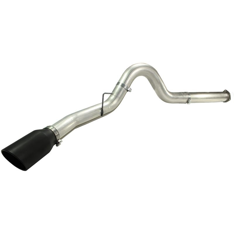 aFe Large Bore-HD 5 IN 409 Stainless Steel DPF-Back Exhaust System w/Black Tip (49-43055-B)