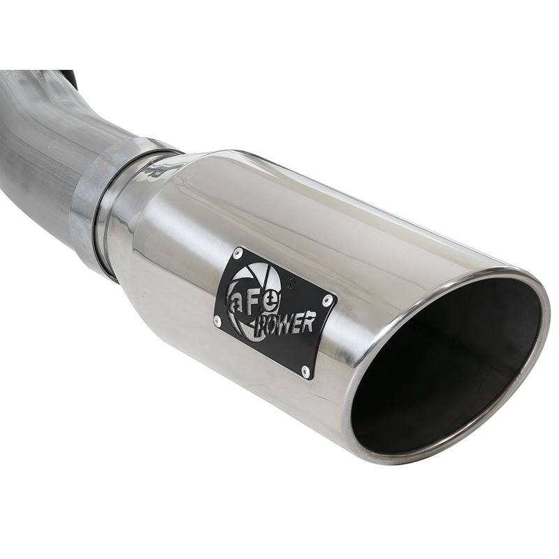 aFe Large Bore-HD 4 IN 409 Stainless Steel Turbo-Back Exhaust System w/ Polished Tip (49-43008-P)