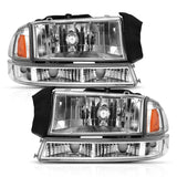 ANZO USA Crystal Headlight Set, Clear Lens, Chrome w/Amber Housing, Pair, (111455)