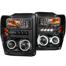 Load image into Gallery viewer, ANZO USA 2008-2010 Ford F-250 Projector Headlights w/ Halo Black (CCFL) (111168)