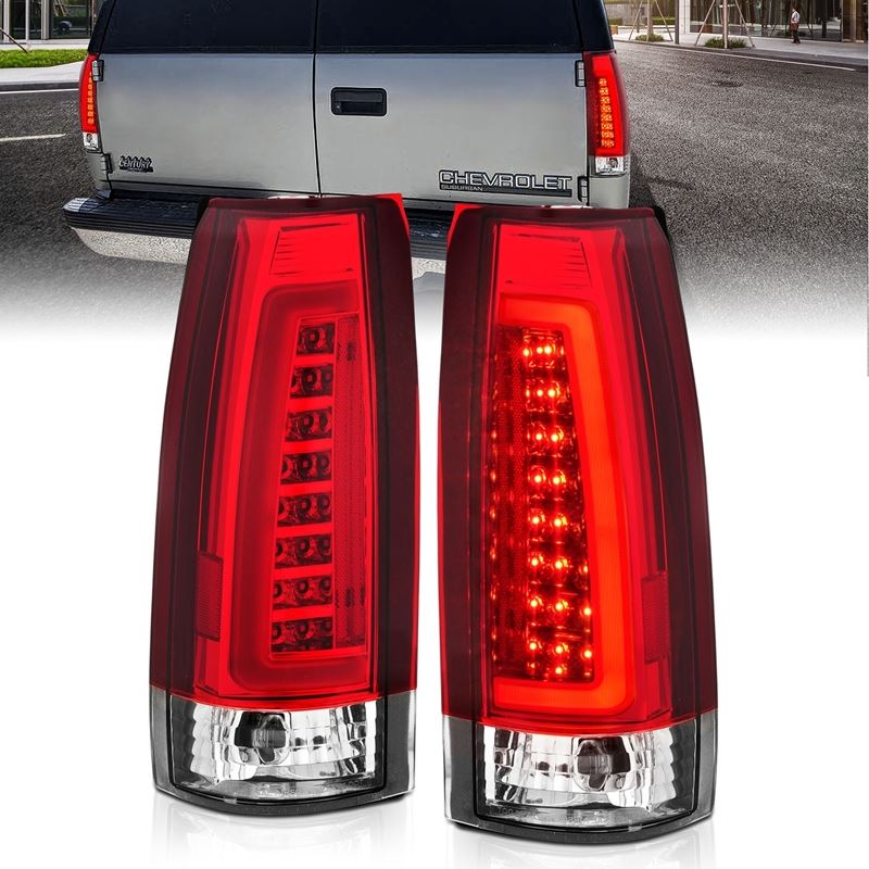 ANZO USA Tail Light Assembly, LED, Red/Clear Lens, Chrome Housing, Pair, (311346)