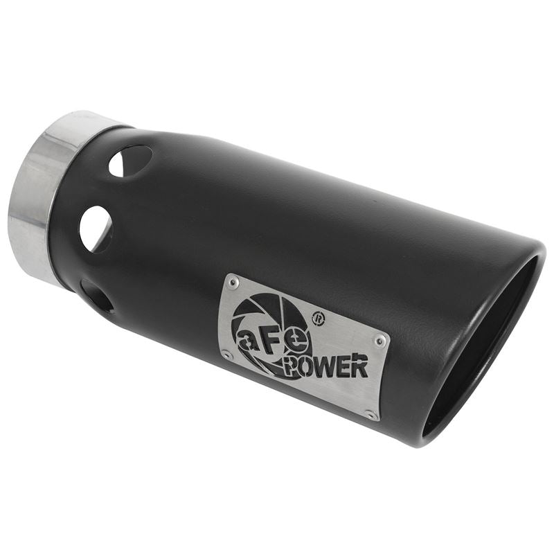 aFe Large Bore-HD 4 IN 409 Stainless Steel DPF-Back Exhaust System w/Black Tip(td)L5P(49-44126-B)