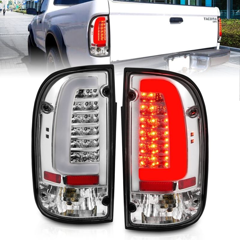 ANZO USA Tail Light Assembly, LED, Clear Lens, Chrome Housing, Pair, (311355)