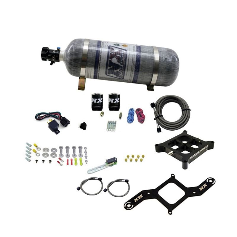 Nitrous Express Dry, Dual Stage Billet Crossbar Plate System 100-1000HP (4150Flange) W/12Lb Bottle (66242-12)