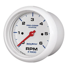 Load image into Gallery viewer, AutoMeter Marine White Ultra-Lite Gauge 3-3/8in Tachometer 6K RPM (200752)