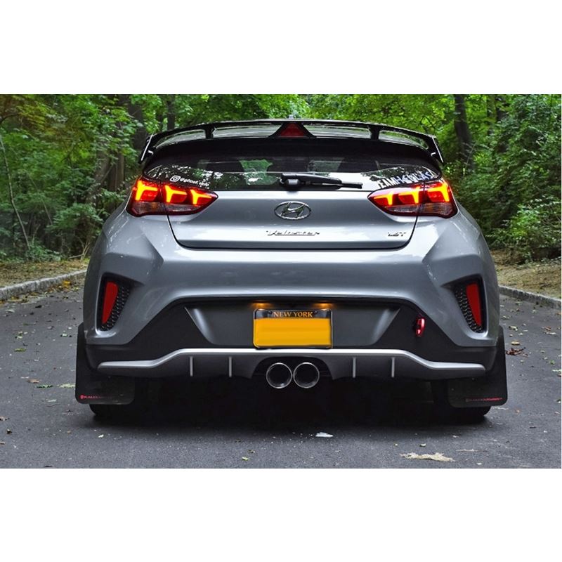 Rally Armor Black Mud Flap/White Logo for 2019-2020 Hyundai Veloster (MF58-UR-BLK/WH)