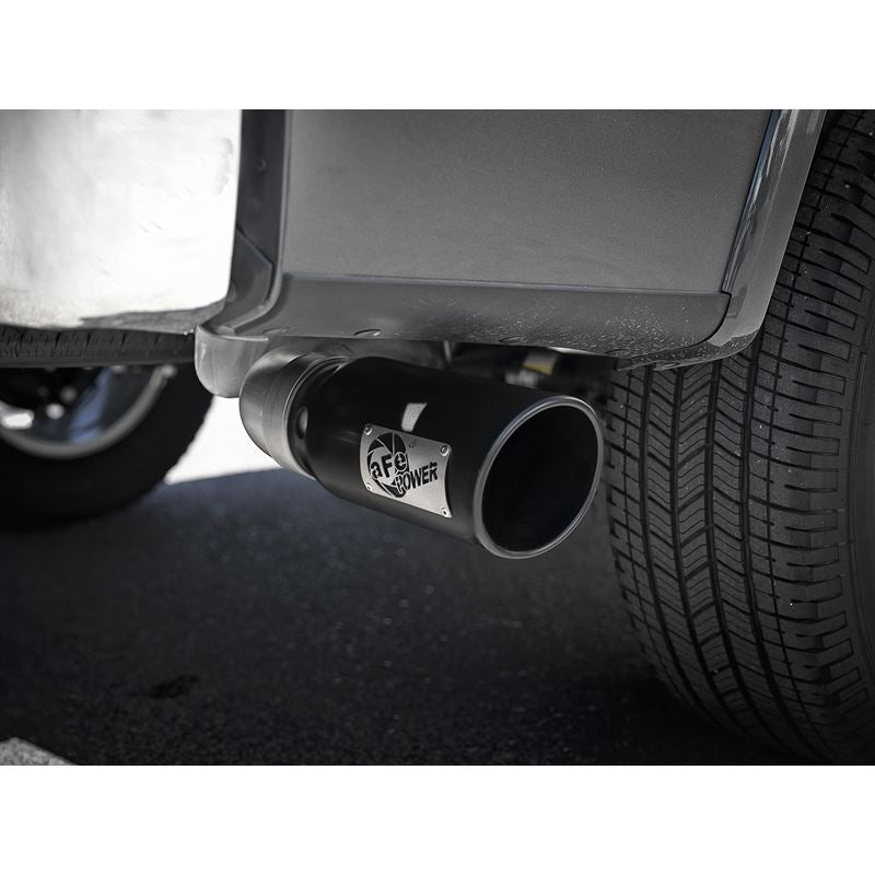 aFe Large Bore-HD 4 IN 409 Stainless Steel DPF-Back Exhaust System w/ Black Tip (49-43106-B)