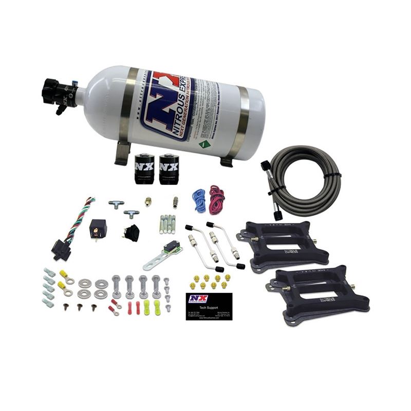 Nitrous Express Dual Holley/Gasoline Nitrous Kit (100-500HP) w/10lb Bottle (50240-10)