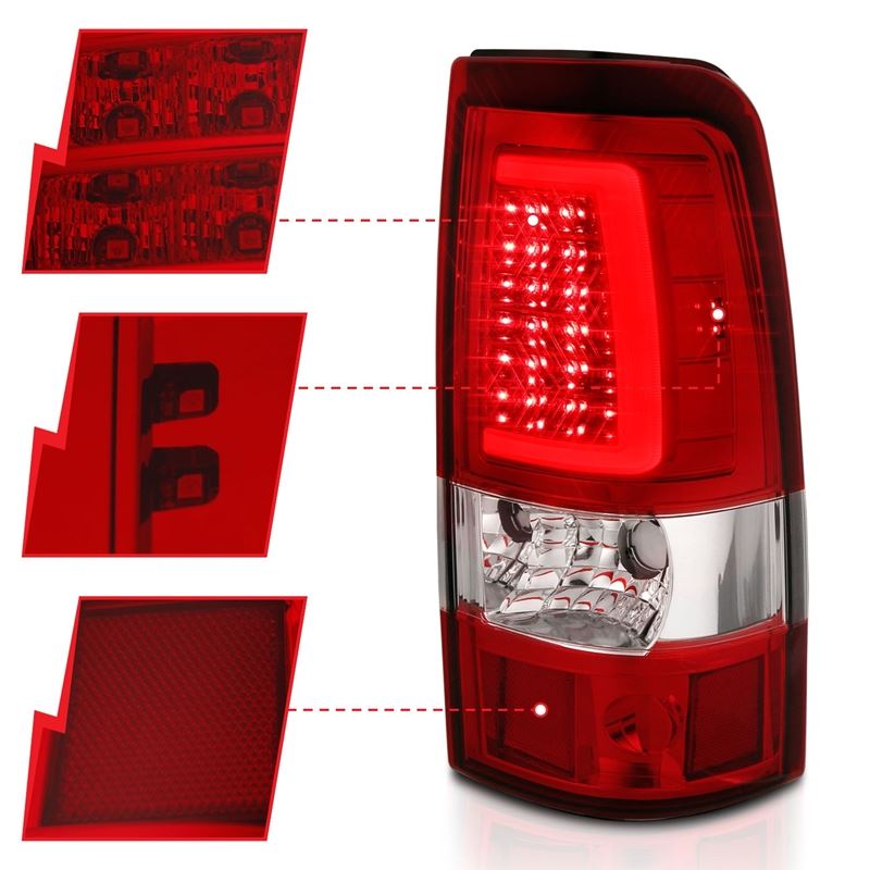 ANZO USA Tail Light Assembly, LED, Red/Clear Lens, Chrome, Pair, (311335)