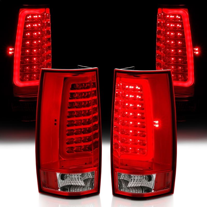 ANZO USA Tail Light Assembly, LED, Red/Clear Lens, Chrome Housing, w/Plank Style Design, Pair, (311323)