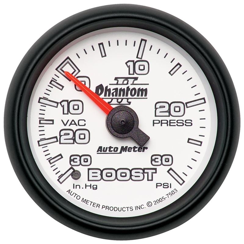 AutoMeter Phantom II 52.4mm Mechanical Vacuum / Boost Gauge 30 In. HG/30 PSI (7503)