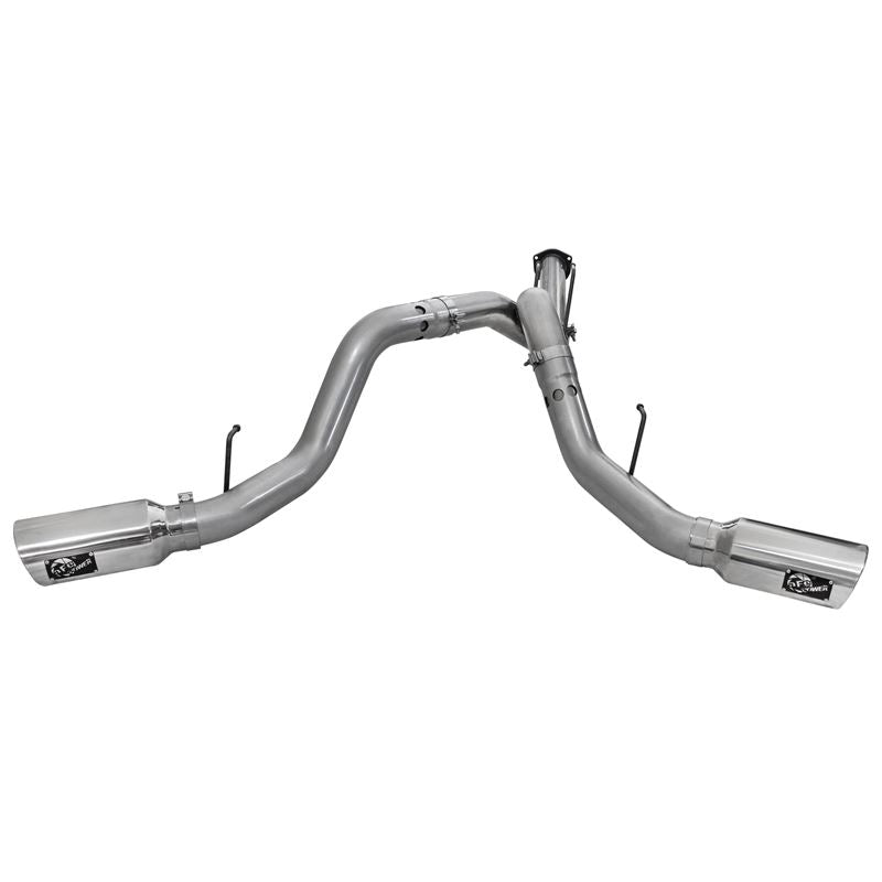 aFe Large Bore-HD 4 IN 409 Stainless Steel DPF-Back Exhaust System w/Polished Tip (49-43065-P)