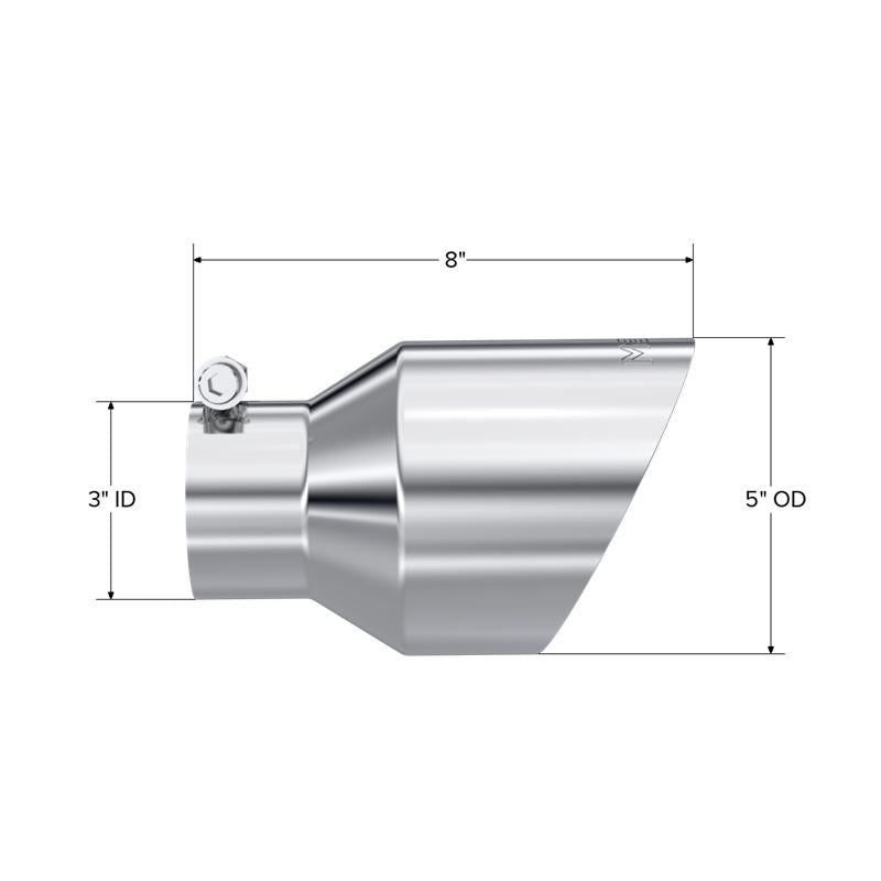 MBRP Exhaust Tip 5in OD Out, 3in. ID, 8in Length, Dual Wall T304 (T5187BLK)