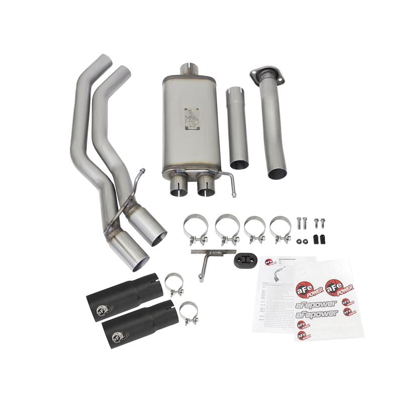 aFe Rebel Series 3 IN to 2-1/2 IN 409 Stainless Steel Cat-Back Exhaust w/Black Tip (49-43081-B)