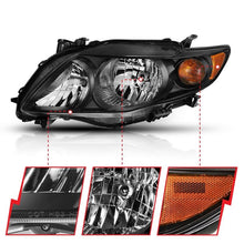 Load image into Gallery viewer, ANZO USA Crystal Headlight Set, Clear Lens, Black w/Amber Housing, Pair, (121541)