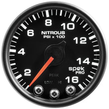 Load image into Gallery viewer, AutoMeter Spek-Pro Gauge Nitrous Press 2 1/16in 1600psi Stepper Motor W/Peak and Warn Blk/Blk (P32032)