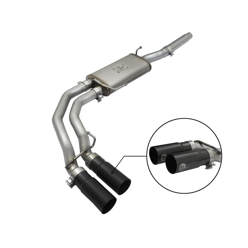 aFe Rebel Series 3 IN to 2-1/2 IN 409 Stainless Steel Cat-Back Exhaust w/Black Tip (49-43079-B)