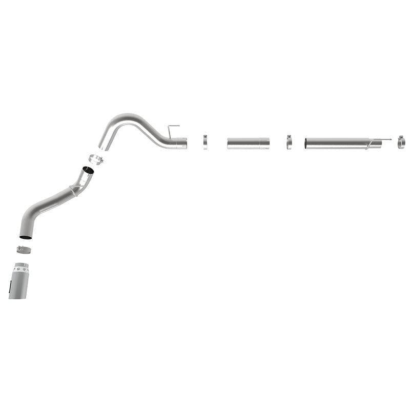 aFe Large Bore-HD 4 IN 409 Stainless Steel DPF-Back Exhaust System w/ Polished Tip (49-43106-P)