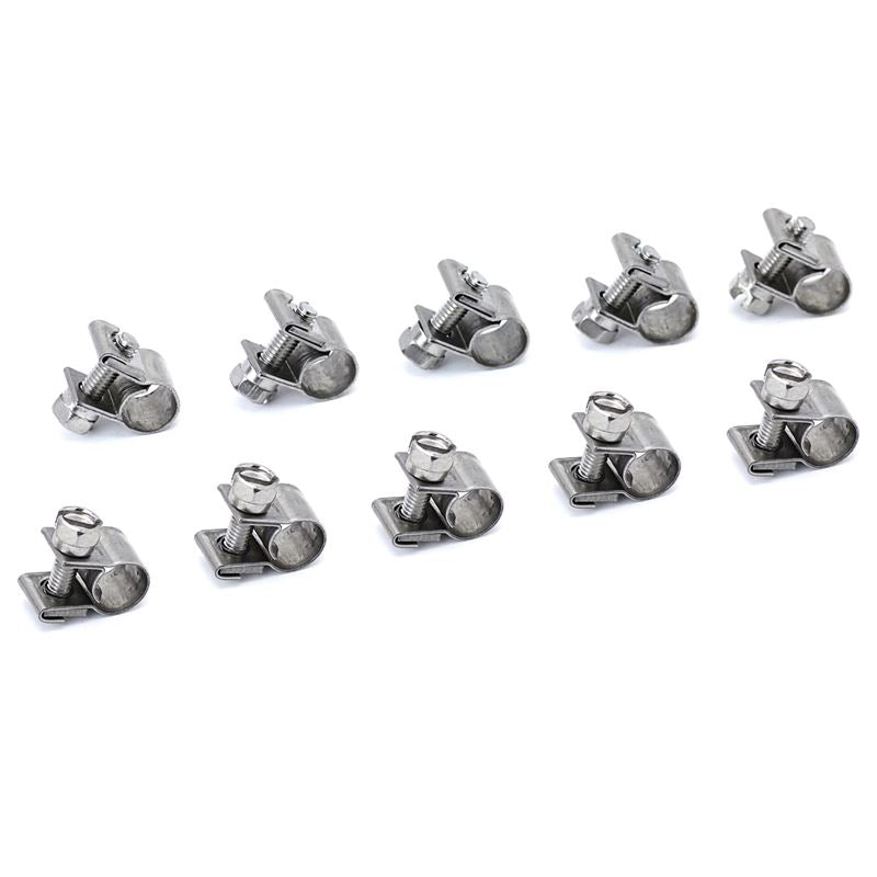 HPS #10 Stainless Steel Fuel Injection Hose Clamps 10pc Pack 5/16" - 25/64" (8mm - 10mm) (FIC-8x10)