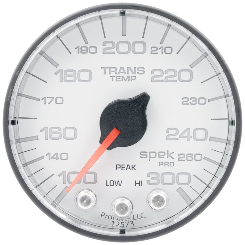 AutoMeter Spek-Pro 2 1/16in 300 Degree F Stepper Motor W/Peak and Warn White/Black Trans Temp Gauge (P342128)