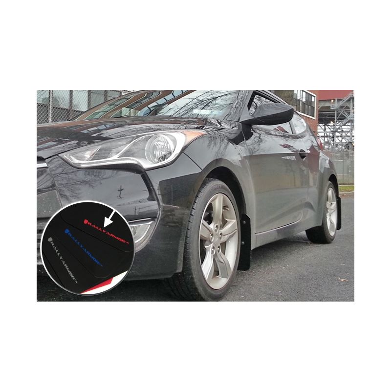 Rally Armor Black Mud Flap/Red Logo for 2012-2017 Hyundai Veloster (MF24-UR-BLK/RD)