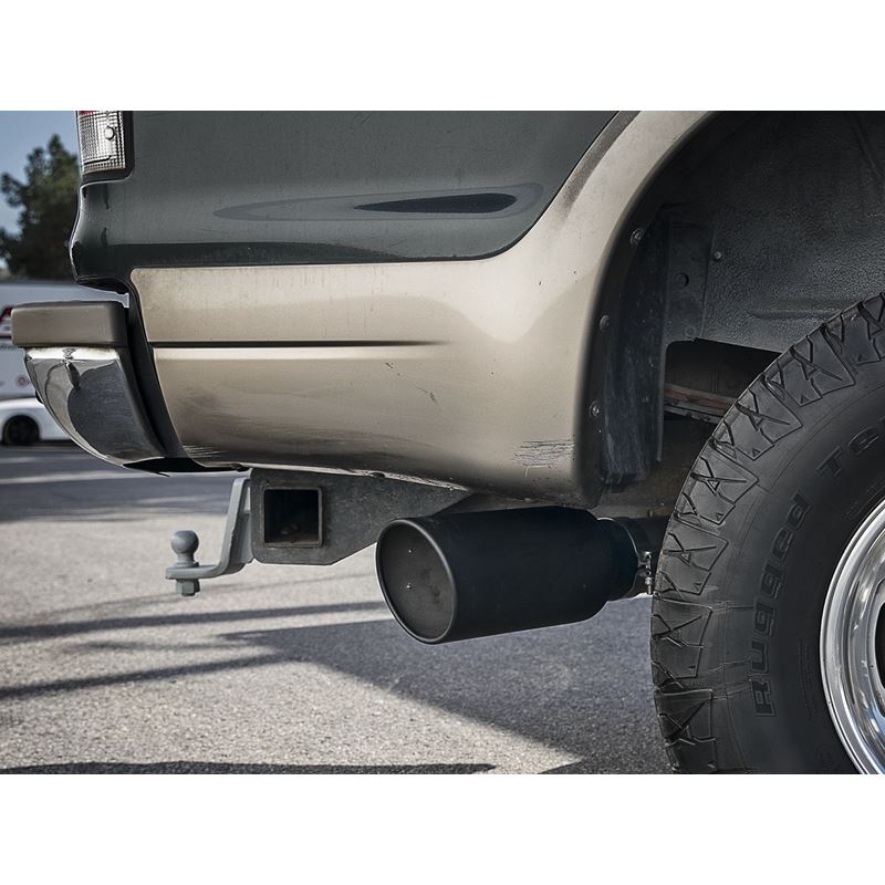 aFe Large Bore-HD 4 IN 409 Stainless Steel Turbo-Back Exhaust System w/ Black Tip (49-43008-B)