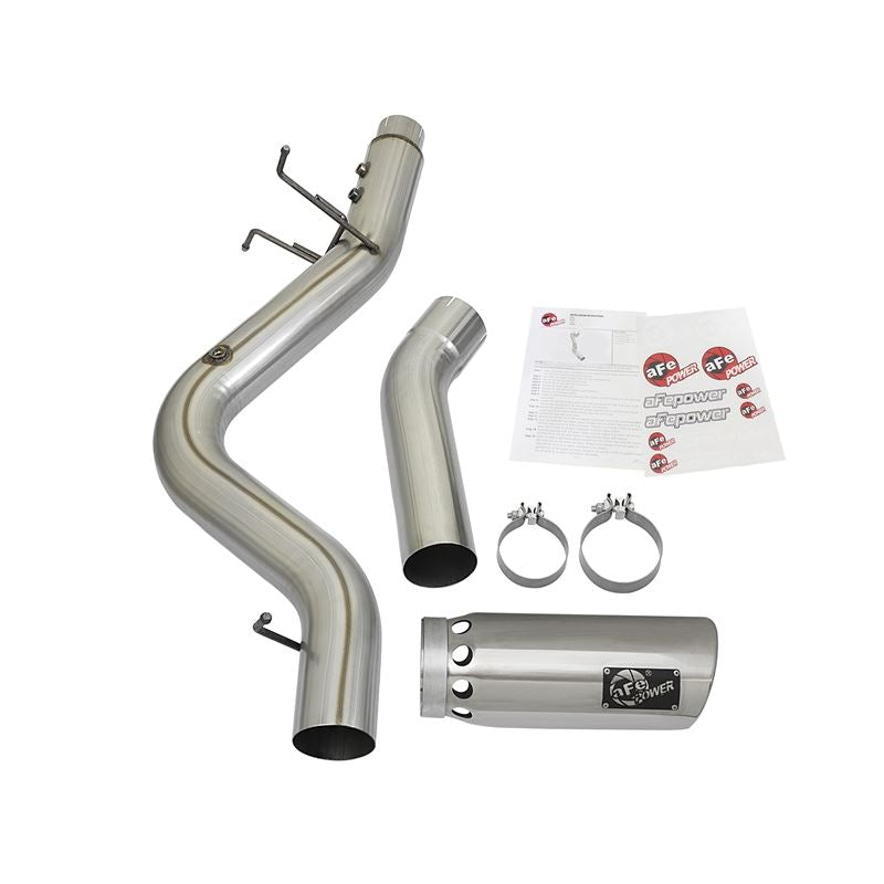 aFe Large Bore-HD 4 IN 409 Stainless Steel DPF-Back Exhaust System w/Polished Tip (49-44085-P)