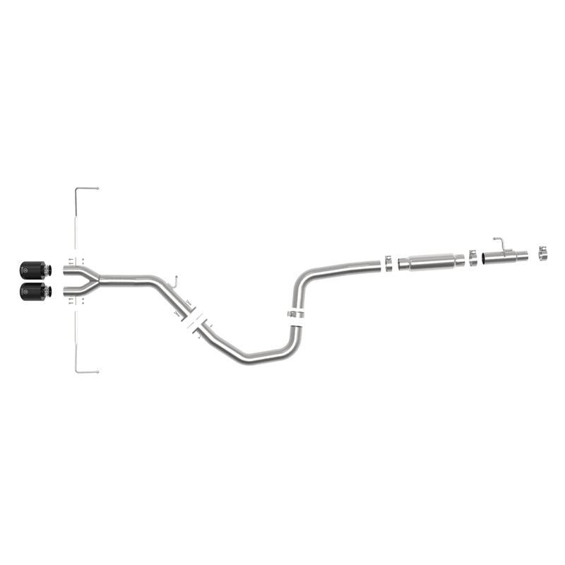 Takeda 3 IN to 2-1/2 IN 304 Stainless Steel Cat-Back Exhaust System w/ Black Tip (49-37011-B)