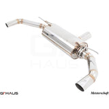 GTHAUS Meistershaft GTS Ultimate Racing Exhaust; Utilizing OE Tips (Rear muffler System); Stainless Steel (ME2211500)