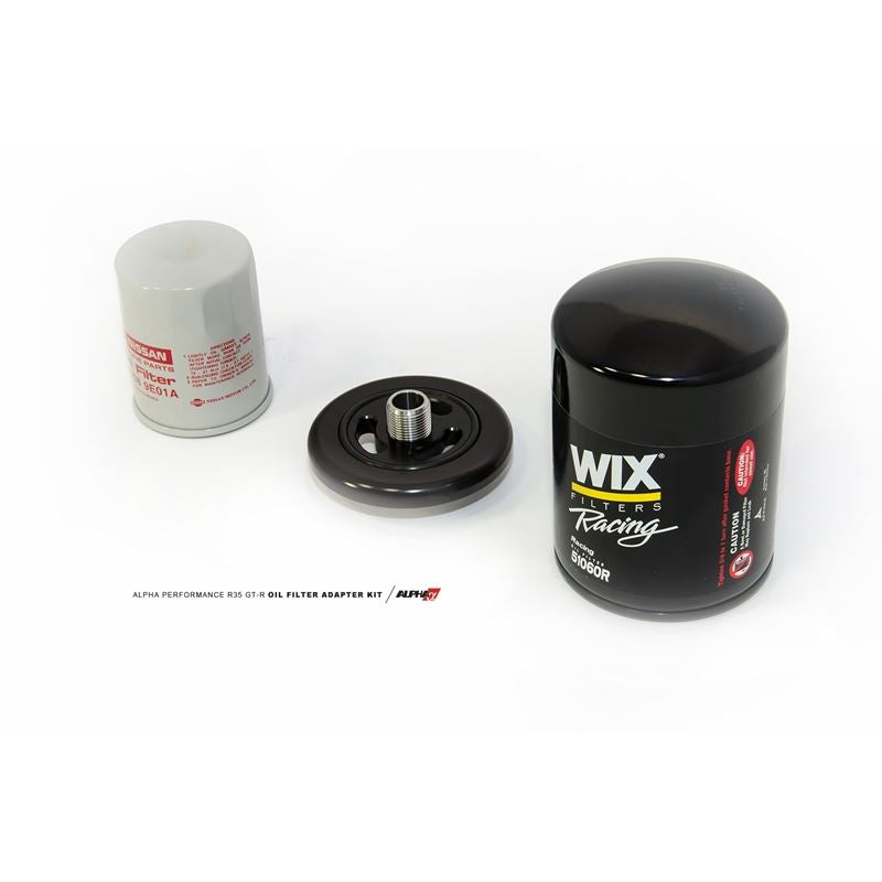 ALPHA R35 Race Oil Filter Adapter - Billet Oil Filter Adapter w/ Street Filter (ALP.07.04.0028-2)