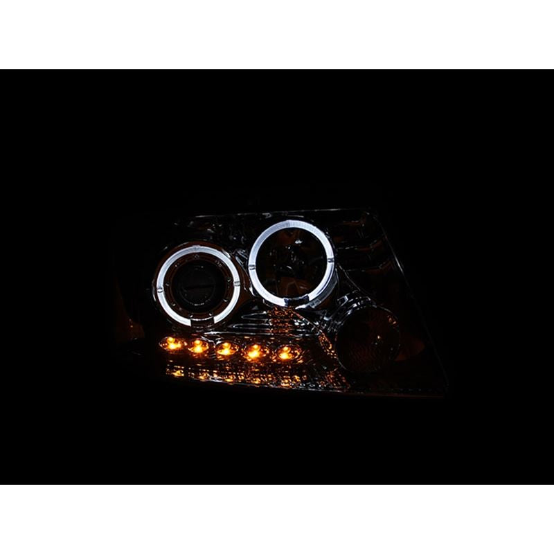 ANZO USA 2004-2008 Ford F-150 Projector Headlights w/ Halo and LED Chrome G2 (111203)