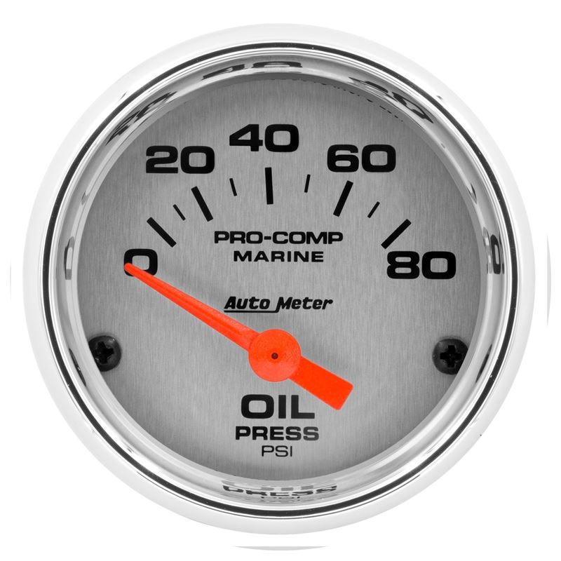 AutoMeter Marine Chrome Ultra-Lite 2-1/16in 80PSI Electric Oil Pressure Gauge (200744-35)