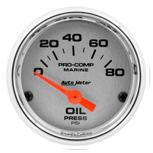 Load image into Gallery viewer, AutoMeter Marine Chrome Ultra-Lite 2-1/16in 80PSI Electric Oil Pressure Gauge (200744-35)