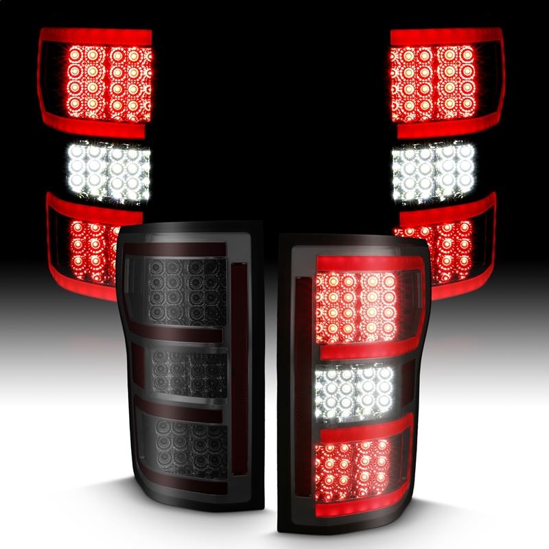 ANZO USA Tail Light Assembly, LED, Clear Lens, Smoke Housing, Red Light Bar, w/Sequential (311315)