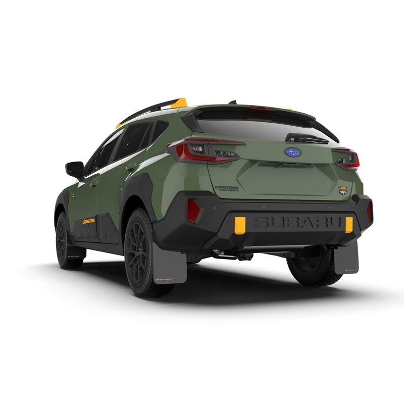 Rally Armor Black Mud Flap/Wild Orange Logo for 2024 Crosstrek Wilderness (MF116-UR-BLK-WOR)