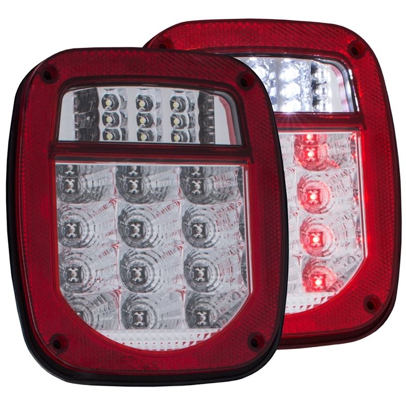 ANZO USA 1976-1985 Jeep Wrangler LED 2 Lens - Red/Clear, Chrome (861082)