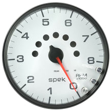 Load image into Gallery viewer, AutoMeter Spek-Pro Gauge Tachometer 5in 8K Rpm W/Shift Light and Peak Mem White/Black (P23812)