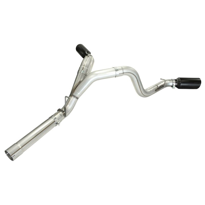 aFe Large Bore-HD 4 IN 409 Stainless Steel DPF-Back Exhaust System w/Black Tip (49-44043-B)