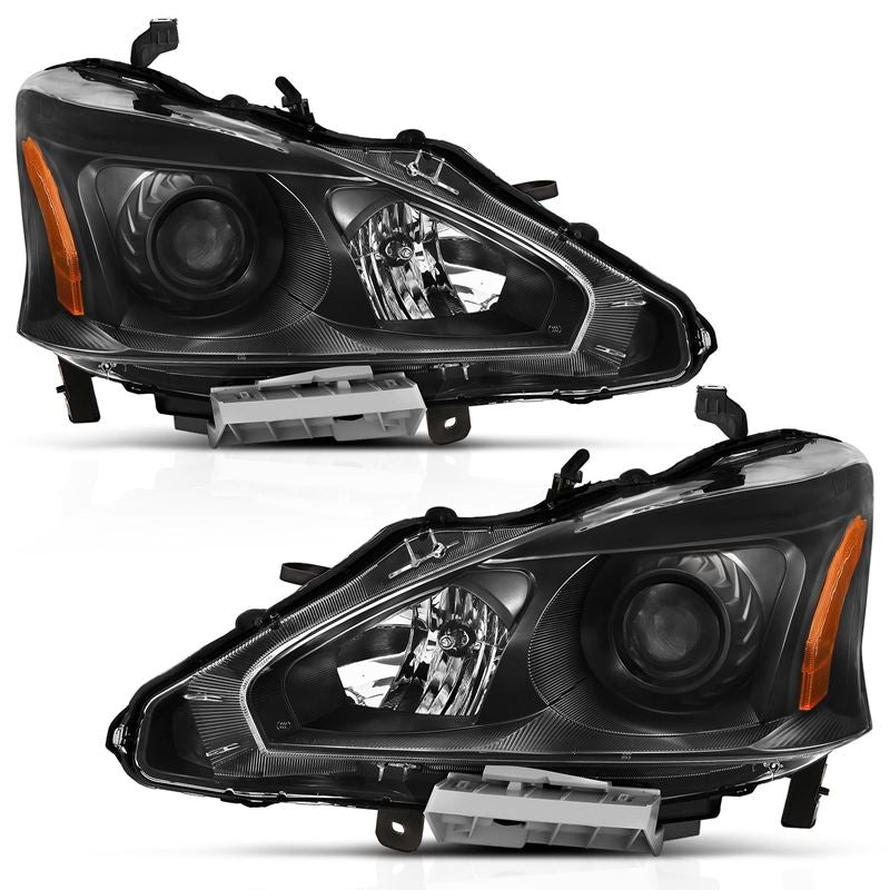 ANZO USA Projector Headlight Set, Clear Lens, Black w/Amber Housing, Pair, (121549)