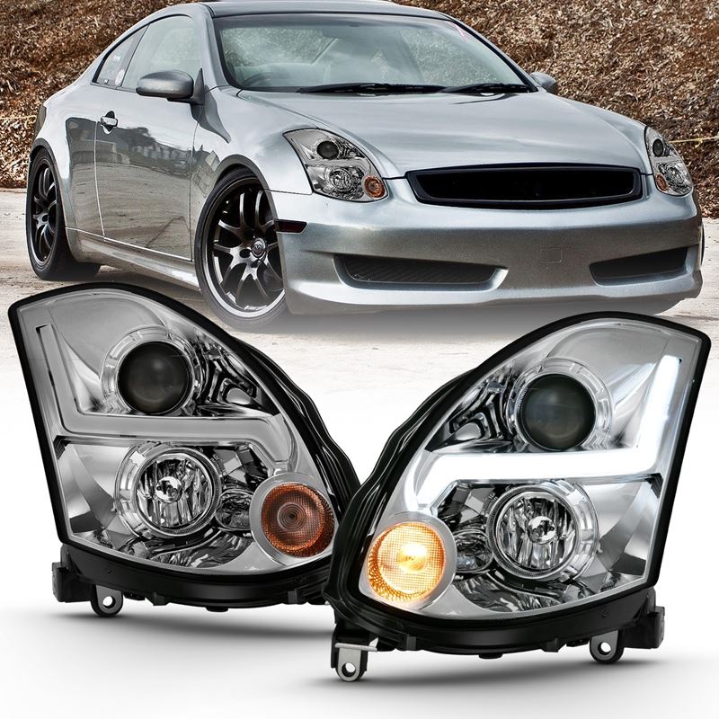 ANZO USA Projector Headlight Set, w/Plank Style Design, Black, [HID Compatible/No HID Kit], (121557)