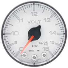 Load image into Gallery viewer, AutoMeter Spek-Pro Gauge Voltmeter 2 1/16in 16V Stepper Motor W/Peak and Warn Wht/Blk (P344128)